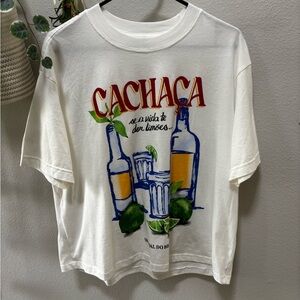 FARM Rio White and Red Short Sleeve Tee with Graphic Design